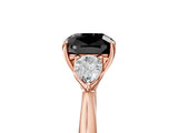 Rose gold Fancy Black Cushion Cut Diamond Three-Stone Ring with Pear Side Stones and Four-Prong Setting_29
