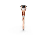 Rose gold Fancy Black Cushion Cut Diamond Three-Stone Ring with Prong Setting and Pavé Band_2