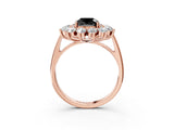 Rose gold Fancy Black Cushion Cut Halo Cluster Diamond Ring with Pave Band and Four-Prong Setting_15
