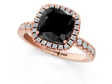 Rose gold Fancy Black Cushion Cut Halo Diamond Pave Band with Prong Setting_1