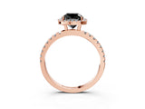 Rose gold Fancy Black Cushion Cut Halo Diamond Pave Band with Prong Setting_3