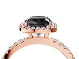 Rose gold Fancy Black Cushion Cut Halo Diamond Pave Band with Prong Setting_4