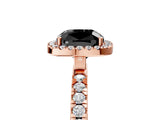 Rose gold Fancy Black Cushion Cut Halo Diamond Pave Band with Prong Setting_5