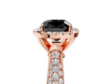 Rose gold Fancy Black Cushion Cut Halo Diamond Ring with Pavé Band_5