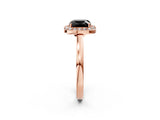 Rose gold Fancy Black Cushion Cut Halo Diamond Ring with Solitaire Band and Prong Setting_2