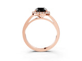 Rose gold Fancy Black Cushion Cut Halo Diamond Ring with Solitaire Band and Prong Setting_3