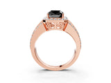 Rose gold Fancy Black Cushion Cut Halo Diamond Ring with Split Shank and Four-Prong Setting_3