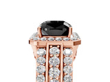 Rose gold Fancy Black Cushion Cut Halo Diamond Ring with Split Shank and Four-Prong Setting_5