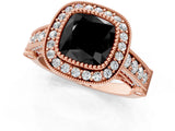 Rose gold Fancy Black Cushion Cut Halo Diamond Split Shank Pave Ring_1