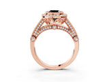 Rose gold Fancy Black Cushion Cut Halo Diamond Split Shank Pave Ring_3