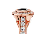 Rose gold Fancy Black Cushion Cut Halo Diamond Split Shank Pave Ring_5