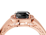 Rose gold Fancy Black Cushion Cut Halo Diamond Split Shank Ring with Prong Setting_10