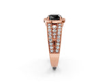 Rose gold Fancy Black Cushion Cut Halo Diamond Split Shank Ring with Prong Setting_2