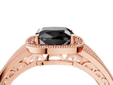 Rose gold Fancy Black Cushion Cut Halo Diamond Split Shank Ring with Prong Setting_4