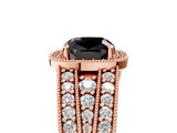 Rose gold Fancy Black Cushion Cut Halo Diamond Split Shank Ring with Prong Setting_5