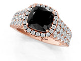 Rose gold Fancy Black Cushion Cut Halo Pavé Diamond Engagement Ring with Split Shank and Four-Prong Setting_4