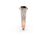 Rose gold Fancy Black Cushion Cut Halo Pavé Diamond Engagement Ring with Split Shank and Four-Prong Setting_5