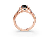 Rose gold Fancy Black Cushion Cut Halo Pavé Diamond Engagement Ring with Split Shank and Four-Prong Setting_6