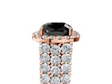 Rose gold Fancy Black Cushion Cut Halo Pavé Diamond Engagement Ring with Split Shank and Four-Prong Setting_8