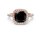 Rose gold Fancy Black Cushion Cut Halo Round Diamond Pavé Band with Four-Prong Setting_3