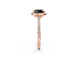 Rose gold Fancy Black Cushion Cut Halo Round Diamond Pavé Band with Four-Prong Setting_5