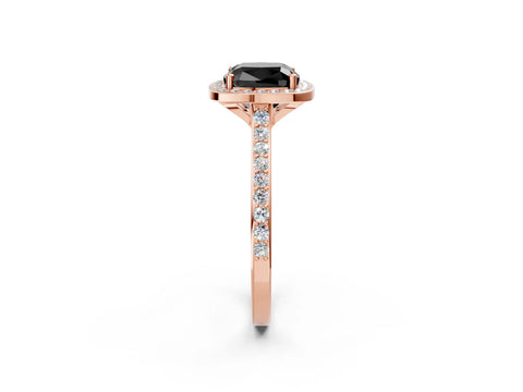 Rose gold Fancy Black Cushion Cut Halo Round Diamond Pavé Band with Four-Prong Setting_5