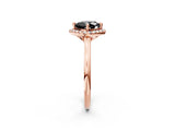 Rose gold Fancy Black Cushion Cut Halo Round Diamond Solitaire Engagement Ring with Pave Band and Four-Prong Setting_14