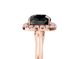 Rose gold Fancy Black Cushion Cut Halo Round Diamond Solitaire Ring with Pavé Band and Four-Prong Setting_17