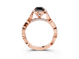 Rose gold Fancy Black Cushion Cut Halo Twist Band with Four-Prong Setting_3