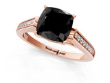 Rose gold Fancy Black Cushion Cut Solitaire Cathedral Diamond Engagement Ring with Channel-Set Band and Four-Prong Setting_4