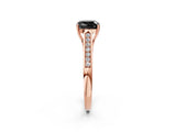 Rose gold Fancy Black Cushion Cut Solitaire Cathedral Diamond Engagement Ring with Channel-Set Band and Four-Prong Setting_5