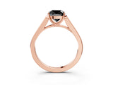 Rose gold Fancy Black Cushion Cut Solitaire Cathedral Diamond Engagement Ring with Channel-Set Band and Four-Prong Setting_6