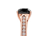 Rose gold Fancy Black Cushion Cut Solitaire Cathedral Diamond Engagement Ring with Channel-Set Band and Four-Prong Setting_8