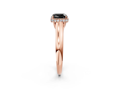 Rose gold Fancy Black Cushion Cut Solitaire Diamond Engagement Ring with Four-Prong Setting and Tapered Band_2