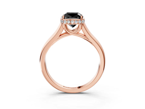 Rose gold Fancy Black Cushion Cut Solitaire Diamond Engagement Ring with Four-Prong Setting and Tapered Band_3