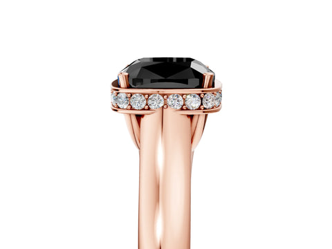 Rose gold Fancy Black Cushion Cut Solitaire Diamond Engagement Ring with Four-Prong Setting and Tapered Band_5