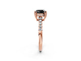 Rose gold Fancy Black Cushion Cut Solitaire Diamond Engagement Ring with Pavé Band and Six-Prong Setting_14