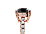 Rose gold Fancy Black Cushion Cut Solitaire Diamond Engagement Ring with Pavé Band and Six-Prong Setting_17