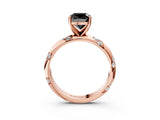 Rose gold Fancy Black Cushion Cut Solitaire Diamond Engagement Ring with Twisted Pave Band and Four-Prong Setting_6