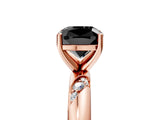 Rose gold Fancy Black Cushion Cut Solitaire Diamond Engagement Ring with Twisted Pave Band and Four-Prong Setting_8