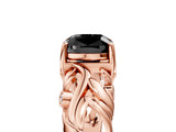 Rose gold Fancy Black Cushion Cut Solitaire Diamond Leaf-Inspired Vine Band Ring with Prong Setting_5