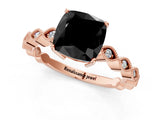 Rose gold Fancy Black Cushion Cut Solitaire Diamond Ring with Infinity Twist Band and Four-Prong Setting_13