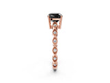 Rose gold Fancy Black Cushion Cut Solitaire Diamond Ring with Infinity Twist Band and Four-Prong Setting_14