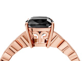 Rose gold Fancy Black Cushion Cut Solitaire Diamond Ring with Infinity Twist Band and Four-Prong Setting_16