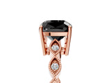 Rose gold Fancy Black Cushion Cut Solitaire Diamond Ring with Infinity Twist Band and Four-Prong Setting_17