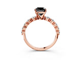 Rose gold Fancy Black Cushion Cut Solitaire Diamond Ring with Pave Band and Four-Prong Setting_3