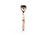 Rose gold Fancy Black Cushion Cut Solitaire Diamond Ring with Prong Setting and Plain Band_2