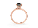Rose gold Fancy Black Cushion Cut Solitaire Diamond Ring with Prong Setting and Plain Band_3