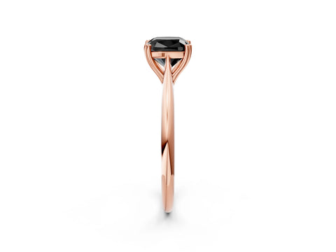 Rose gold Fancy Black Cushion Cut Solitaire Diamond Ring with Six-Prong Setting and Classic Band_2