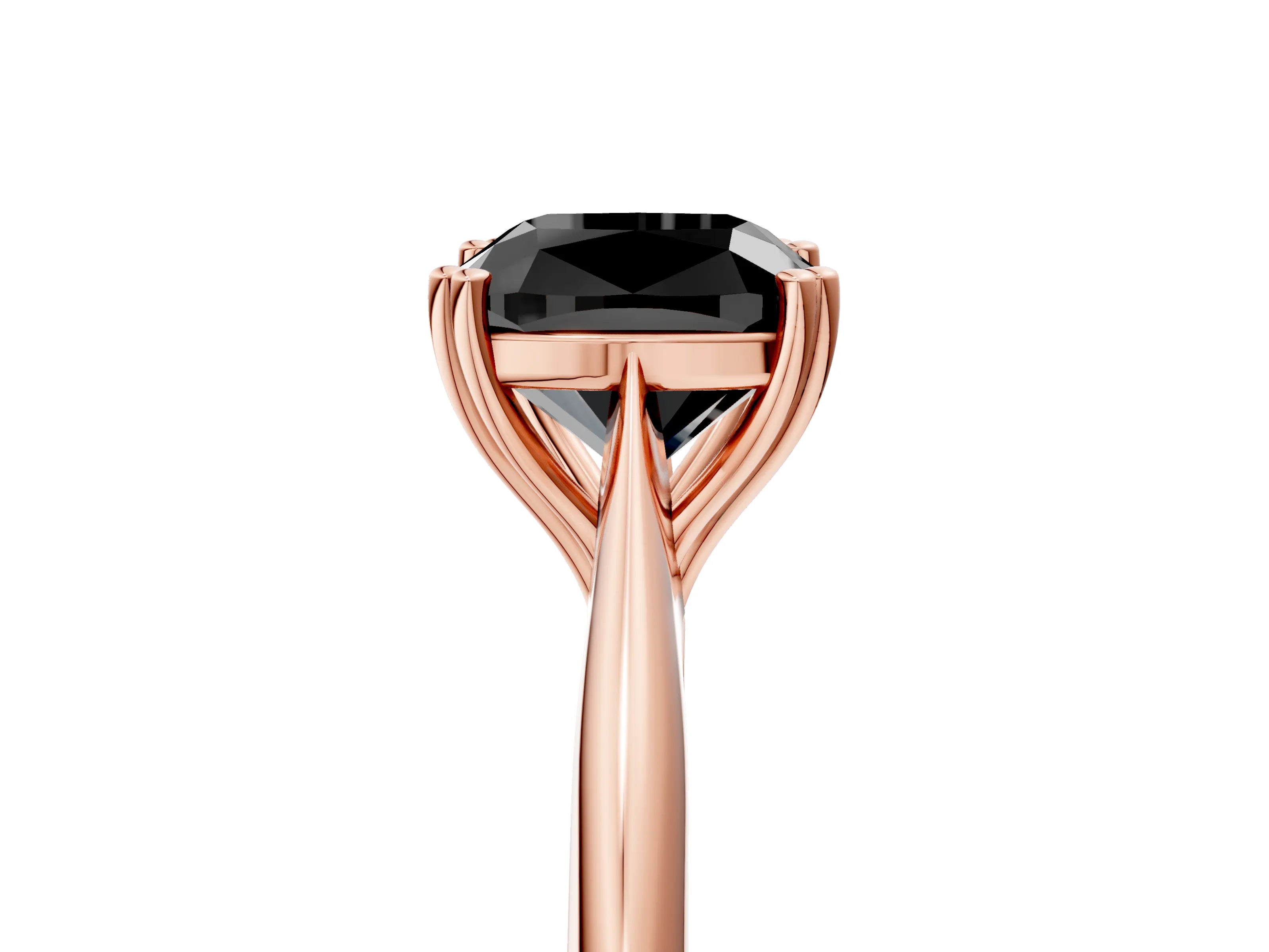 Rose gold Fancy Black Cushion Cut Solitaire Diamond Ring with Six-Prong Setting and Classic Band_5